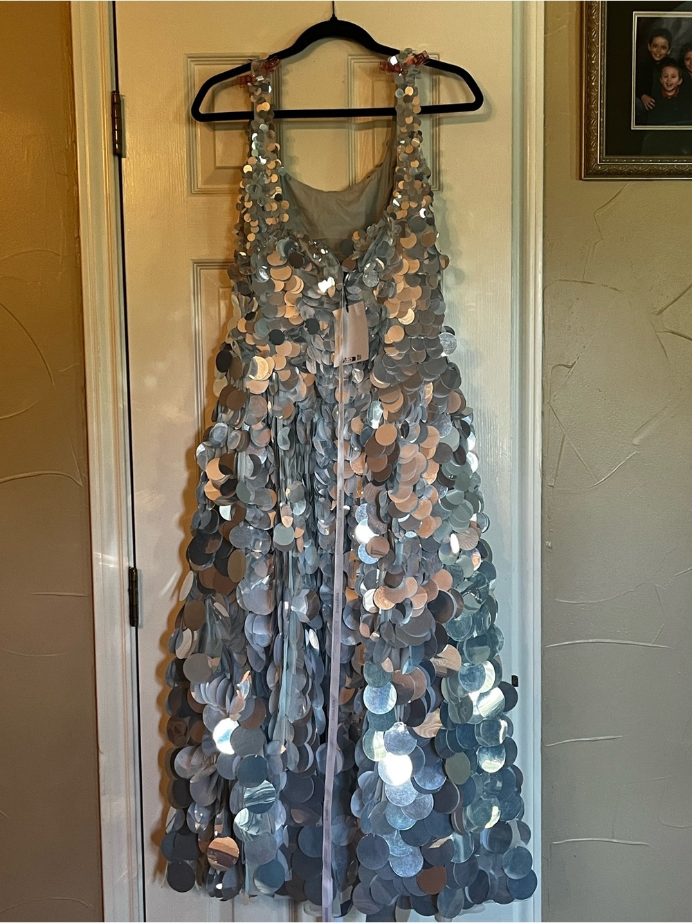 ASOS arranged embellished sequin dress in icy blue - Picture 5 of 7